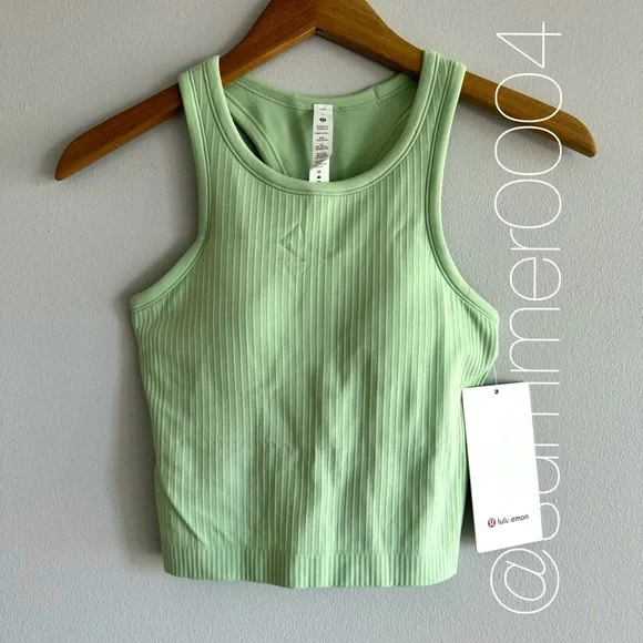 NWT Lululemon Ebb to Street Crop Racerback Tank Top Creamy Mint 4 - Picture 2 of 7